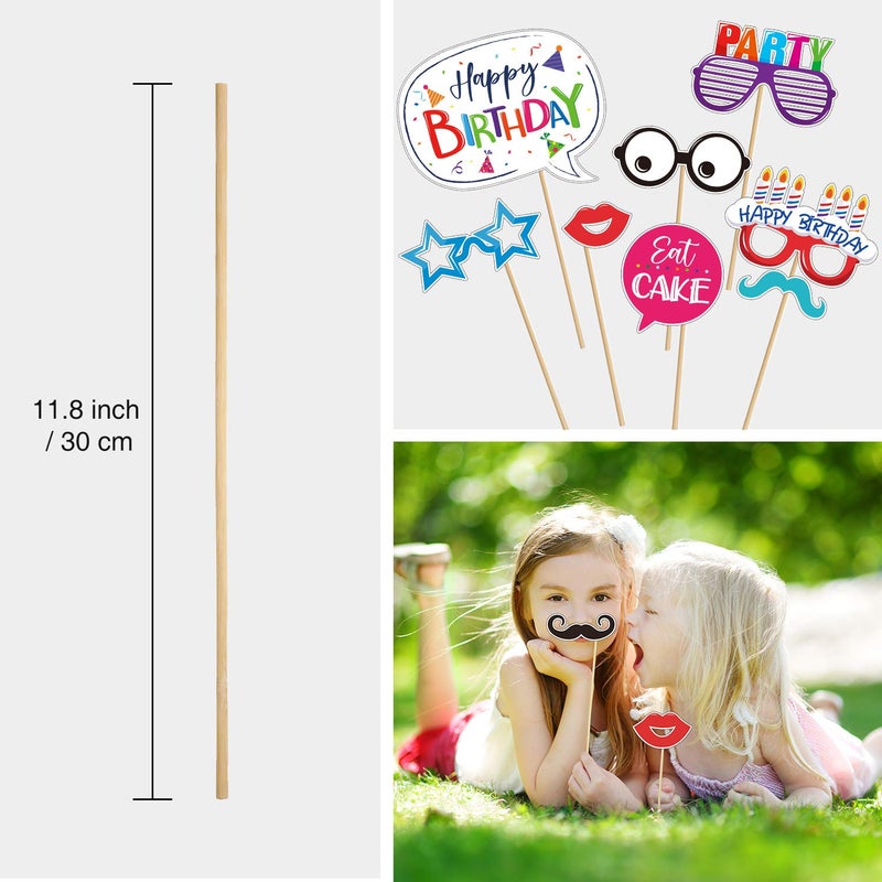 Frienda 29 Pieces Birthday Photo Booth Props Kit Colorful Funny Kids Birthday Theme Table Centerpiece Craft Cutouts with Glue Point Dots and Wooden Dowel Sticks for Party Celebration Decorations - Image 4